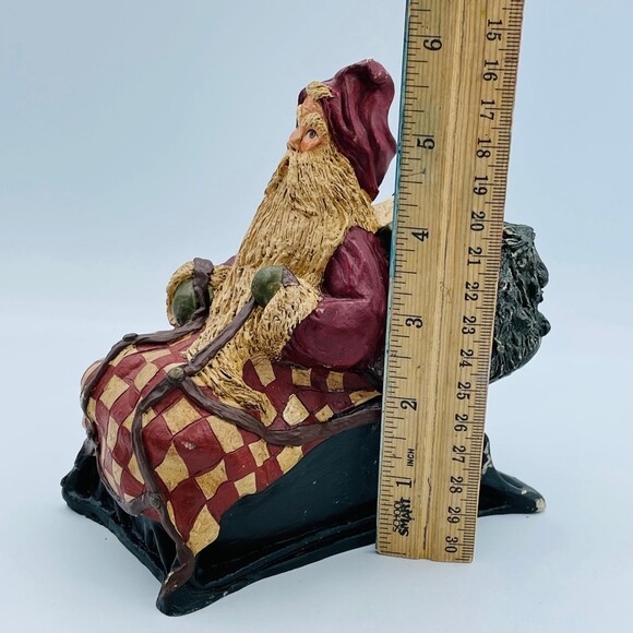 Vintage Folk Art Old World Santa on Sleigh Checker Blanket Signed Diana Wade '88 - Picture 8 of 8